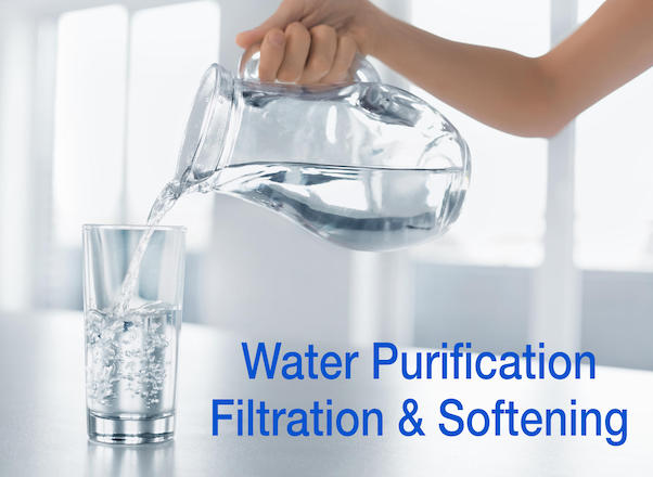 Picture of filtered water with text that reads 