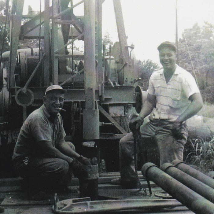 Historic picture of a Stover's well drilling rig